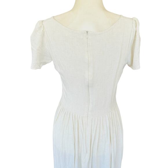 Christy Dawn Scarlet Dress Large Beige Midi Cottagecore Quiet Luxury Minimalist - Picture 6 of 14